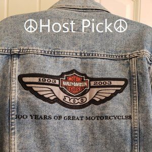 🔥HP🔥Vtg 100th Ann. Harley Davidson Jean Jacket